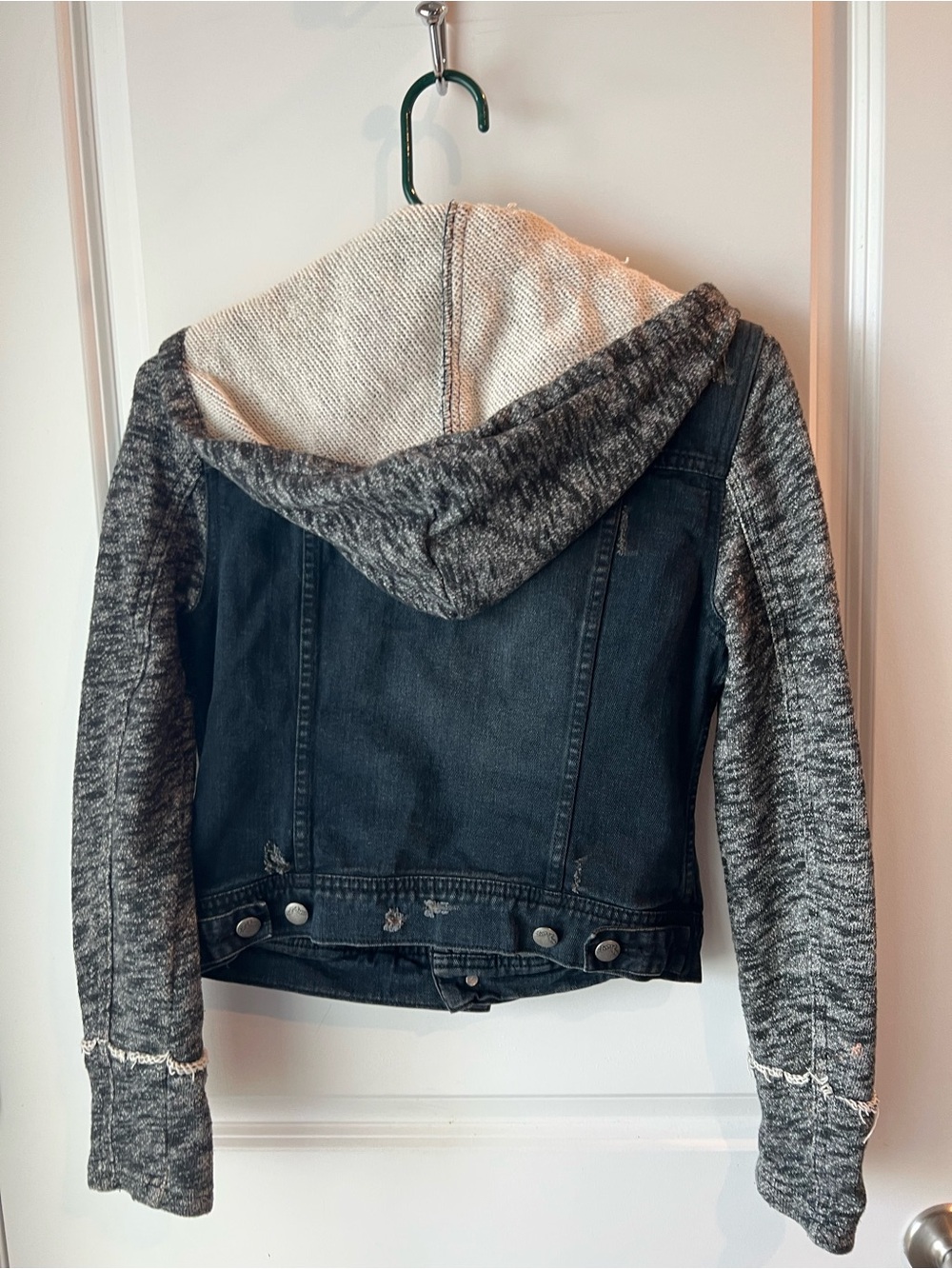 Free People mixes media Hooded Denim Jacket - Gray. XS - Picture 8 of 11